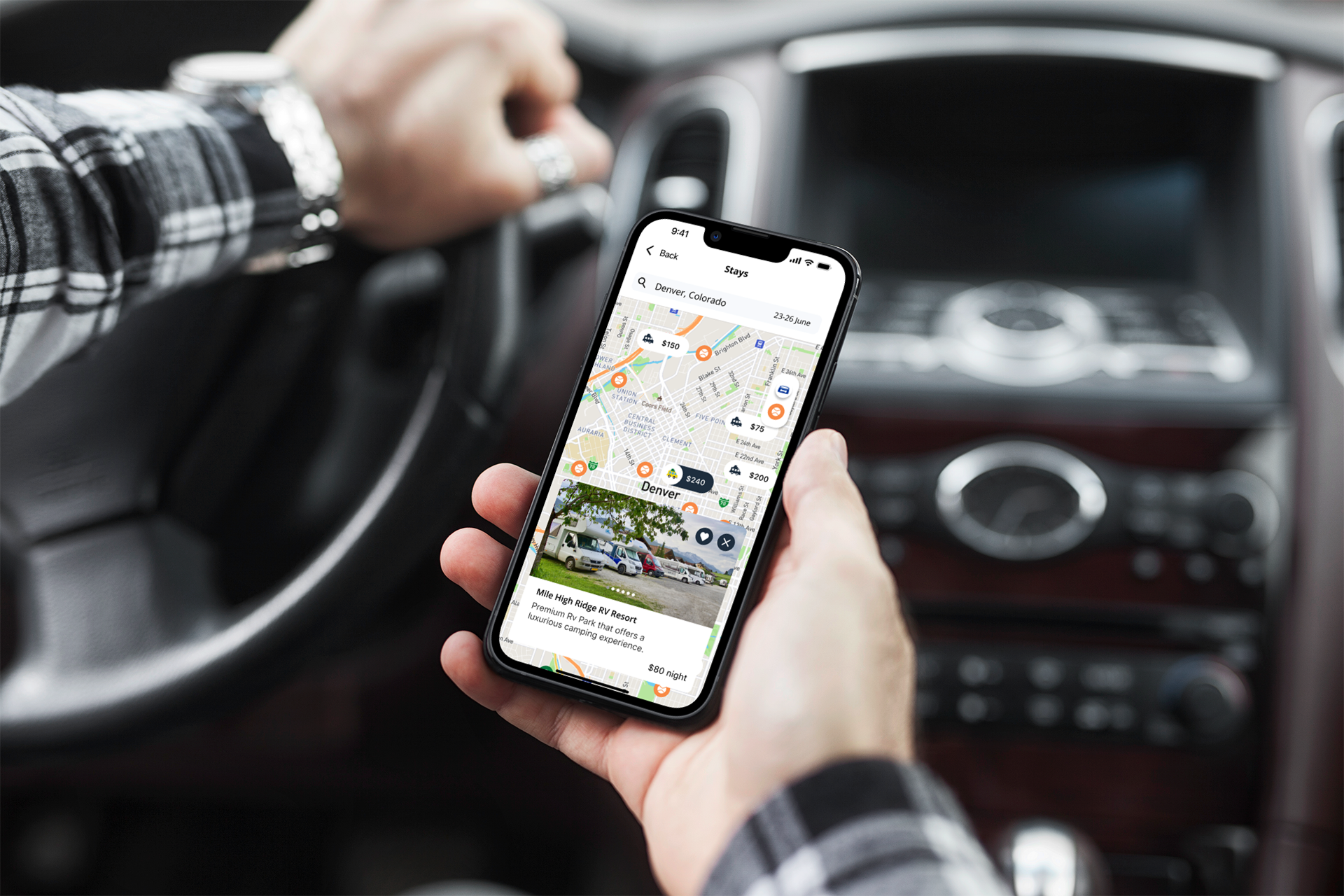 Ruff Routes car location search screen